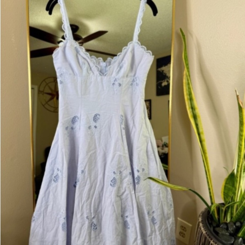 House of CB TATIANA Bluebell Lace + Cotton Broderie Anglais Midi Sundress NWT - Picture 7 of 12